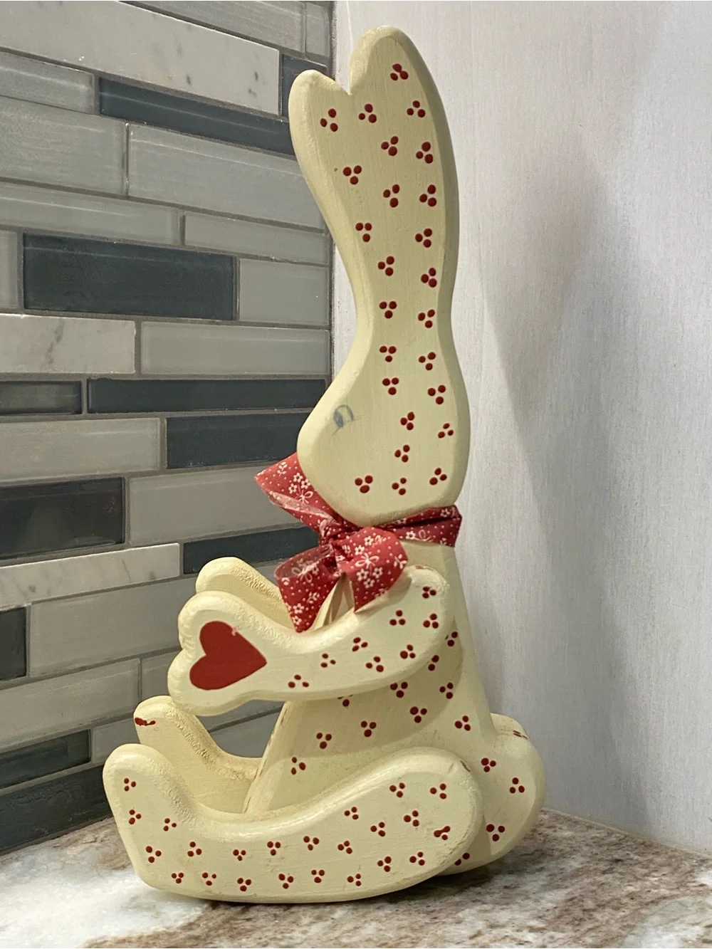 Vintage Folk Art Wooden Articulated Bunny Figurine